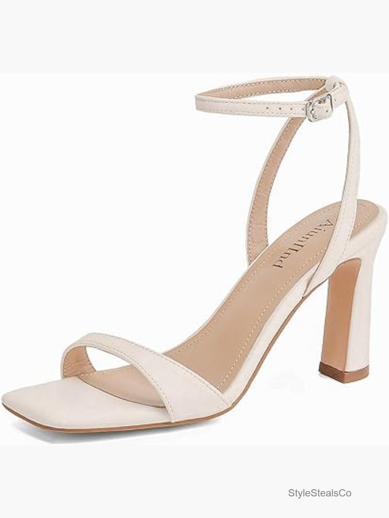 Women's Chunky Heel Ankle Strap Sandals Square Open Toe Prom Wedding